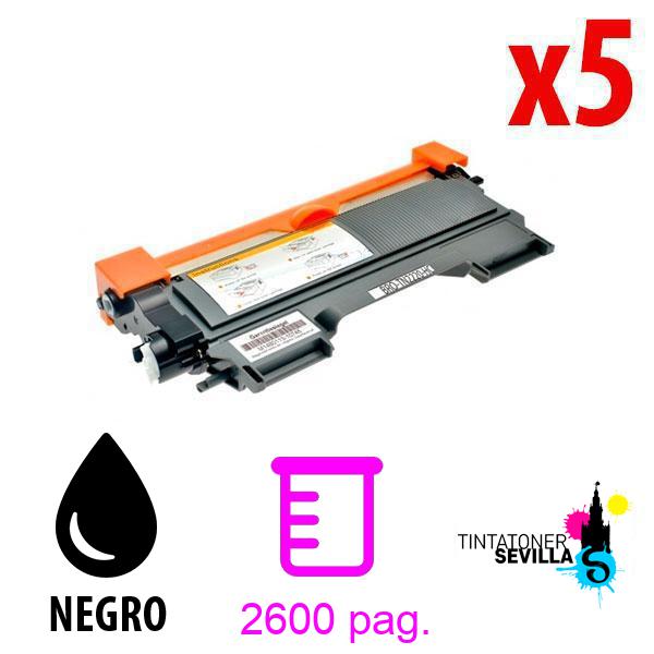 Tóner Compatible Pack x5 Brother TN2220 / TN2210 / TN450 Negro
