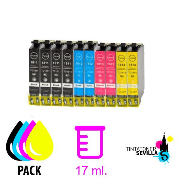 Pack 10 Cartuchos Compatibles Epson T1811/2/3/4 - 18XL
