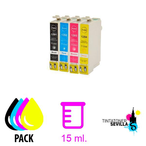 Pack 4 Cartuchos Compatibles Epson T1291 T1292 T1293 T1294