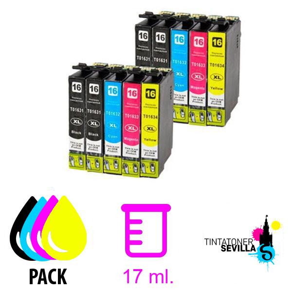 Cartucho Compatible Pack 10 Epson T1631 / T1632 / T1633 / T1634 - 16XL