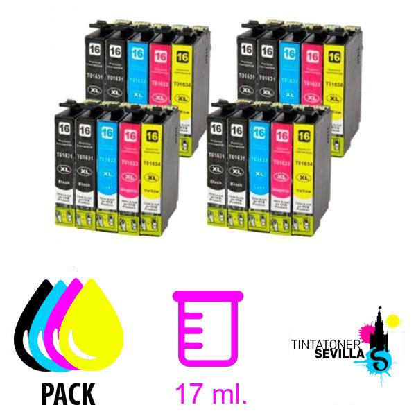 Cartucho Compatible Pack 20 Epson T1631 / T1632 / T1633 / T1634 - 16XL
