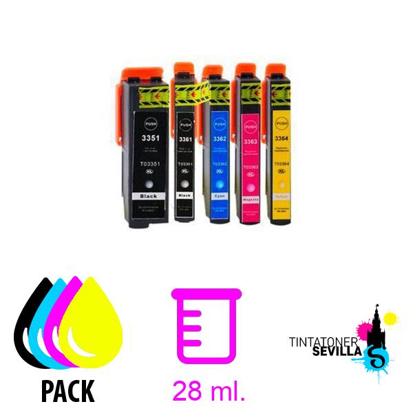 Pack 5 Cartuchos Compatibles Epson T3351 / T3361 / T3362 / T3363 / T3364 (33XL)