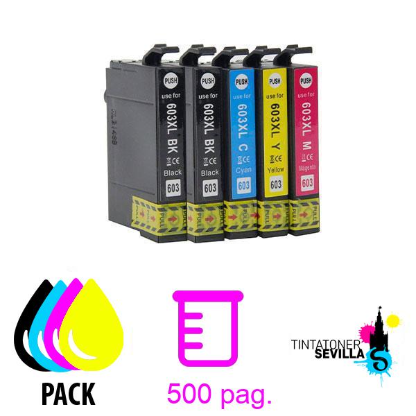 Cartucho Compatible Pack x5 Epson 603XL para XP2100, XP2105, XP3100, XP3105, XP4100, XP4105, WF2810, WF2830