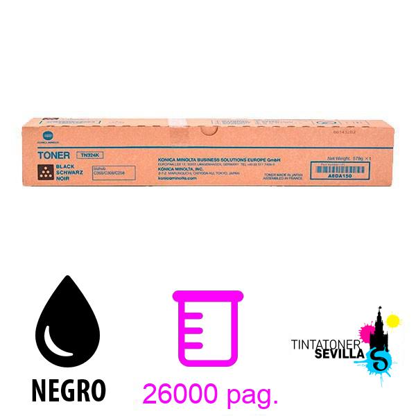 Tóner Original Konica Minolta Bizhub C258 / C308 / C368 Negro A8DA150 / TN-324K / TN324