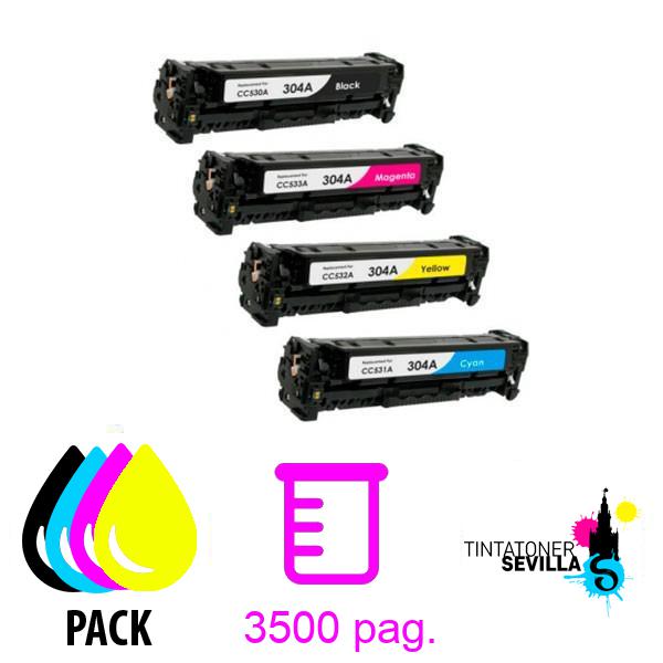 Pack 4 Tóners Compatibles HP CC530A / CE410X / CF380X