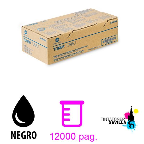 Original Pack 2 Tóner Konica Minolta TN118 A3VW050 Negro