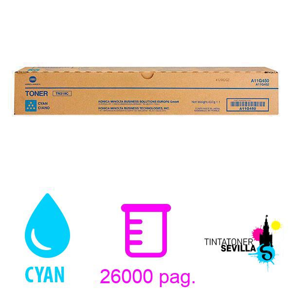 Tóner Original Konica Minolta Bizhub C360 Cyan A11G450 / TN319C / TN319