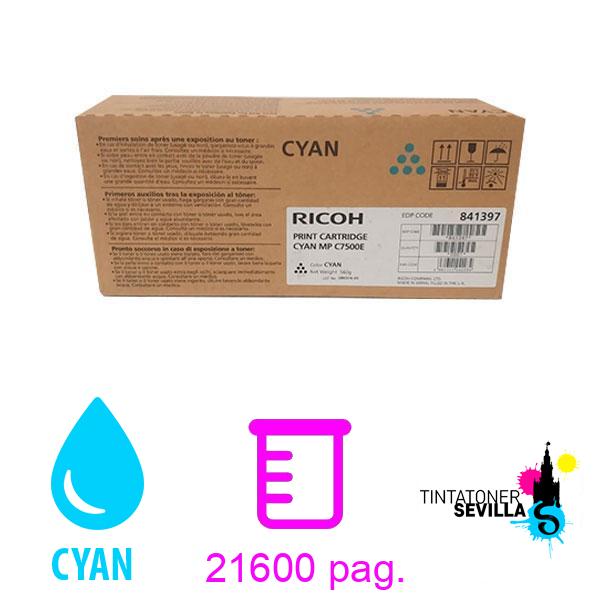 Tóner Original Ricoh MPC6000 / MPC7500 Cyan 841397